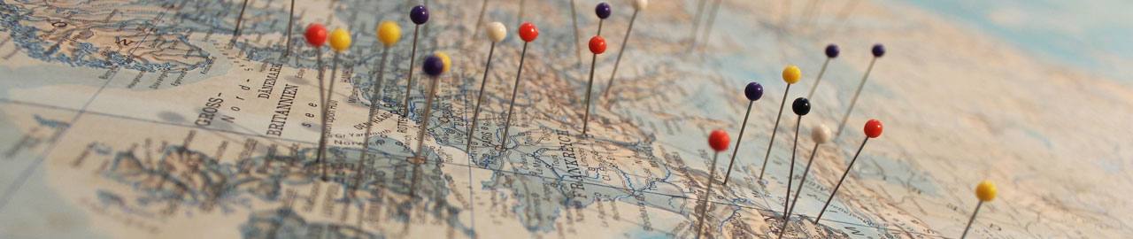 Map of the world with pins